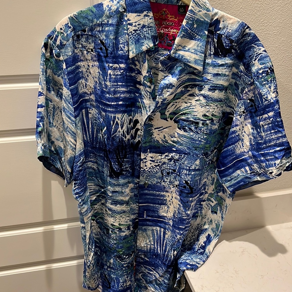 Robert Graham Blue and White Abstract Shirt